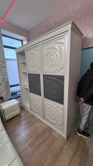 Тумбалар: Уктоочу бөлмө гарнитуру, Шкаф, түсү - Ак — 4