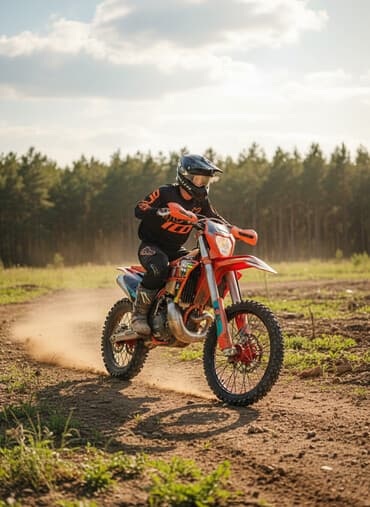 набор ключей в чемодане: Эндуро/кроссовый мотоцикл в оранжево‑черной раскраске с полным — 1