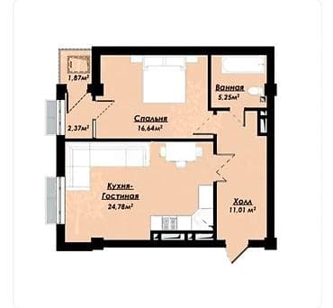 2 комнаты, 62 м², Элитка, 6 этаж, Готовая ПСО (под самоотделку) — 3
