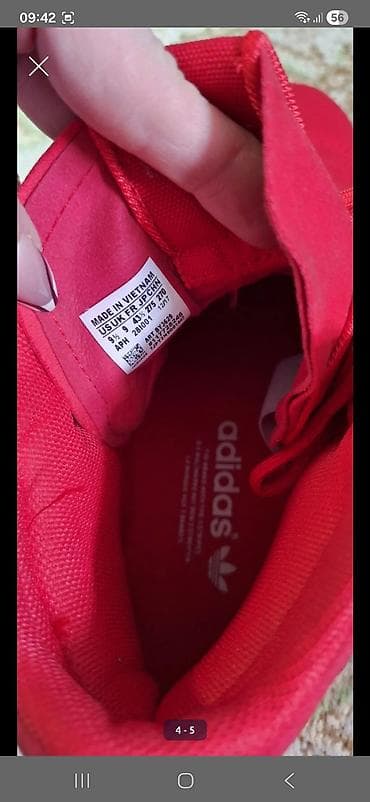 обувь изи: Кроссовки Adidas Originals, высокие, ярко‑красные (монохром) — 4