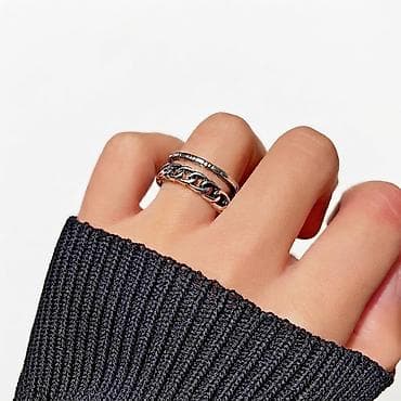 серебро куплю: Кольцо шакек "Double" разомкнутой формы, one size, unisex, silver — 1