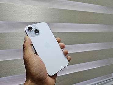 IPhone 15, Б/у, 128 ГБ, Белый, Чехол, Защитное стекло, 100 %