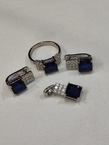 самые красивые свадебные платья в мире: Серебряный Набор с камнями Сапфир Серебро 925 пробы Размеры имеются — 6