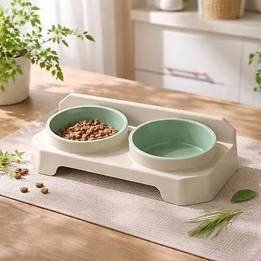 Двойная миска для кошек и собак на подставке с наклоном 15° -