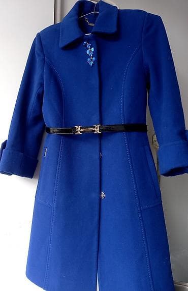 Пальто, Классика, Осень-весна, Драп, По колено, С поясом, S