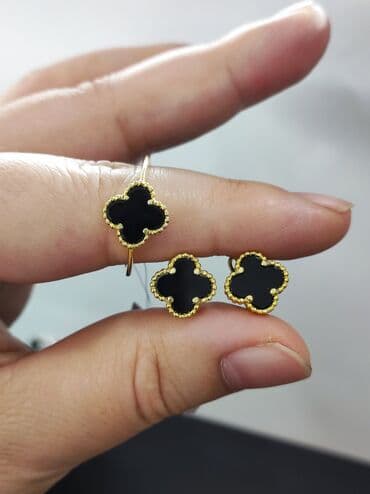 свадебные наборы ручной: Серебро 925 пробы напыление жёлтое золото Серебряный Комплект Ванклиф — 2