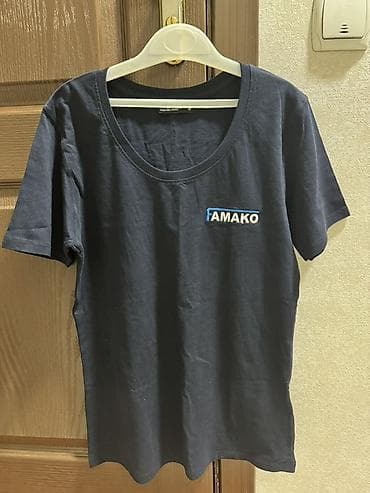 Мырзалардын бут кийими: Футболка темно‑синего цвета с коротким рукавом и круглым вырезом — 2