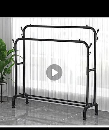 вешалка на дверь: Двухрядная напольная вешалка-стойка для одежды - Конструкция: два — 1