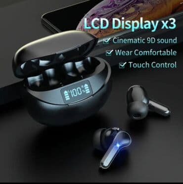 с микрофоном: Беспроводные наушники, BT 5.3, до 35 часов работы, LCD-дисплей, CVC — 5