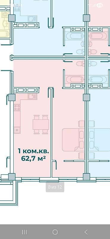 flat kant: 1 комната, 62 м², 12 этаж — 1