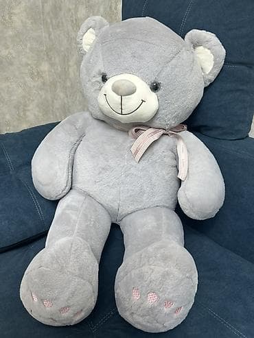 Үй жана бакча: Плюшевый медведь, большой мягкий друг серого цвета. - Размер — 4