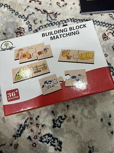 3д пазлы: Деревянный развивающий пазл-набор Building Block Matching (для детей — 7