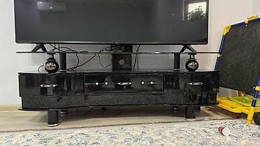 шикарная тумба под тв: Тумба и подставка для телевизора, Напольная, МДФ, цвет - Черный — 2