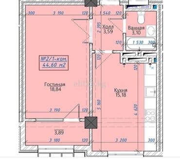 квартира однокомнатная продажа: 1 комната, 45 м², Элитка, 5 этаж, ПСО (под самоотделку) — 1