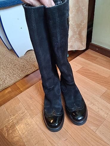 Оксфорды: Черные кожаные берцы/ботинки на шнуровке geox 37 размер - Материал — 10