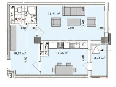 Кыймылсыз мүлк: 1 бөлмө, 48 м², Элитка, 7 кабат, Евроремонт — 7