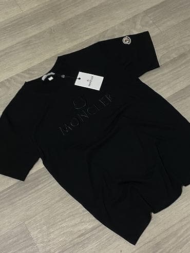 Мужская футболка, L, XL, Moncler, Новый, цвет - Черный, Бесплатная доставка