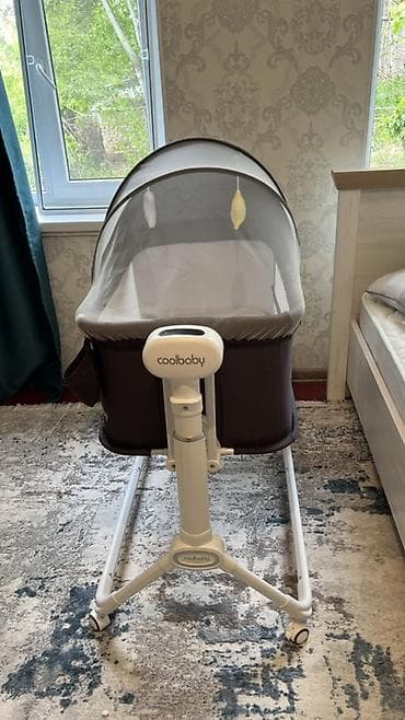 kinder joy minecraft: Детская приставная кроватка, Б/у, С колесиками, цвет - Серый — 2