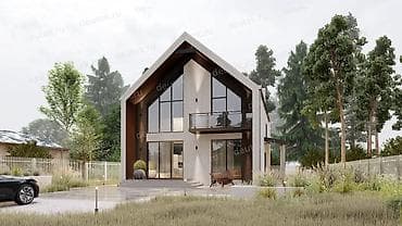 гостинный дом: Современный проект двухэтажного загородного дома с двусветной гостиной — 1