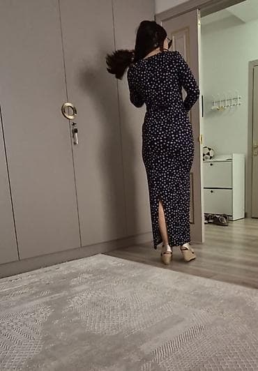 голубая туника: Повседневное платье, Турция, Осень-весна, Длинная модель, Трикотаж, Прямое, M — 3