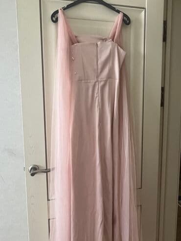 бордовое вечернее платье в пол: Вечернее платье, Длинная модель, Атлас, Без рукавов, Корсет, Шлейф, Открытая спина, M — 3