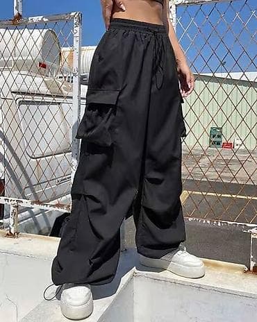 Брюки: Широкие женские карго-брюки - Цвет: черный - Посадка: комфортная, на — 5