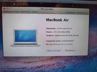 Мониторлор: Ноутбук, Apple, 4 ГБ ОЭТ, Intel Core i5, 11.6 ", Колдонулган, Татаал эмес тапшырмалар үчүн, эс тутум SSD — 2