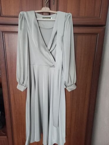 трикотажное платье для беременных: Күнүмдүк көйнөк, Күз-жаз, Атлас, Ылдый жагы ачык, L — 1