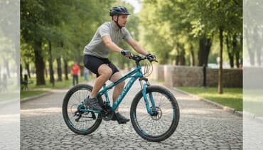 трехколесный велосипед для детей от 1 года: Горный велосипед TRAVEL бирюзового цвета с передней амортизацией — 1