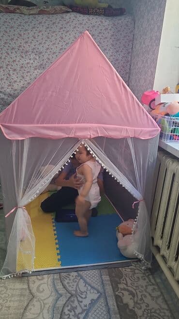 домик для детей палатка: Детский игровой домик-палатка с москитной сеткой. - Цвет: розовый — 1