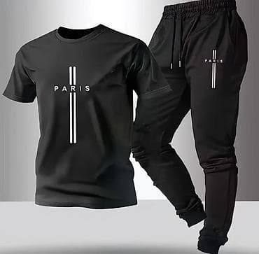 Свитера: Мужской спортивный костюм (футболка + джоггеры), минималистичный — 1