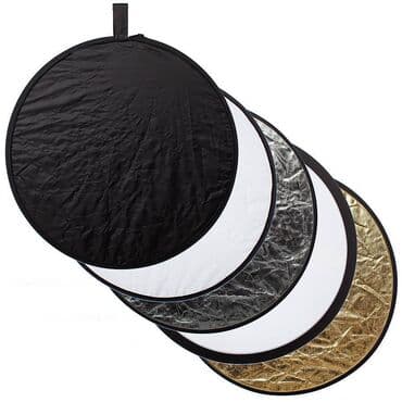 кольцевая лампа для видео: Отражатель 5 в 1 (110см) (золото, серебро, черный, белый — 1