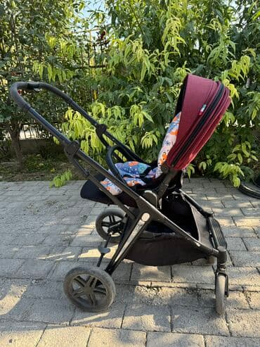 прогулочные коляски для новорожденных: Коляска, цвет - Черный, Б/у — 2