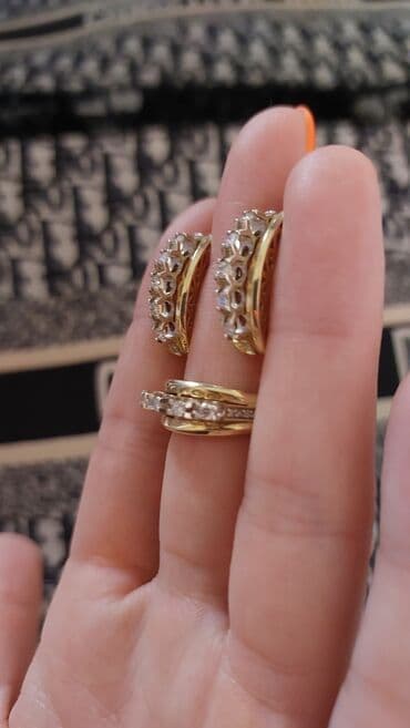 золотые серьги бу: Бриллиантовый комплект дорожка. Желтое 💛 золото. Россия 585 пробы — 4