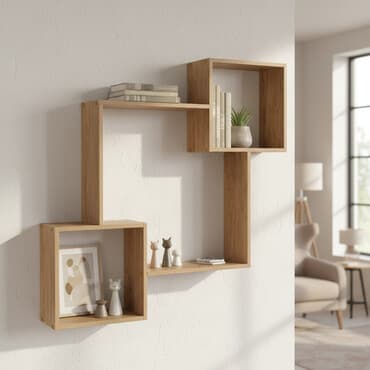 настенный полки: Полка навесная 009 (Дуб Амберг) Большая прямоугольная полка для книг — 1