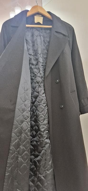 женские стеганые плащи: Пальто, Тренчкот, Осень-весна, Стеганый, По колено, Двубортная модель, M — 2