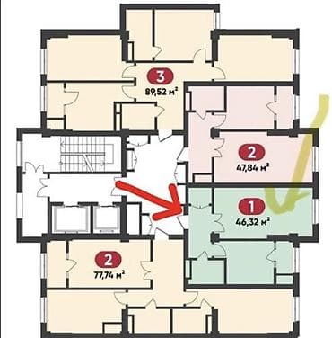 поля для посева: 1 комната, 46 м², Элитка, 9 этаж, Готовая ПСО (под самоотделку) — 3
