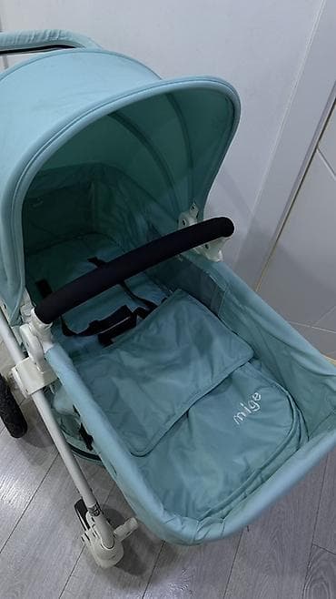 Коляски: Детская коляска Mige 2-в-1 (прогулочный блок и люлька), бирюзовый — 3