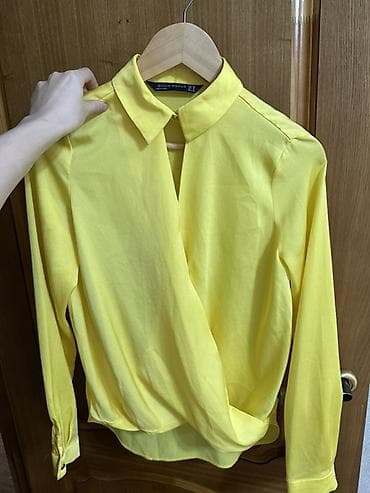 рубашки летние: Блузка, Однотонный, На запах — 1