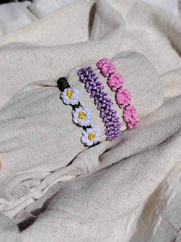 Набор летних украшений ручной работы из макраме: - Браслеты с — 1