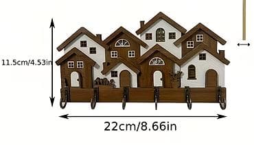 смарт таспих: Декоративная настенная ключница с крючками «Домики» 650 сом - — 2