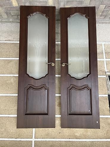 деревянные двери бу: Межкомнатная дверь, Б/у, Со стеклом, Двухстворчатая, Деревянная, Распашная — 1