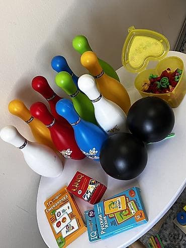 детские игровые автоматы: Детский набор для игр и развития - Игровой боулинг: 10 крупных кеглей — 1