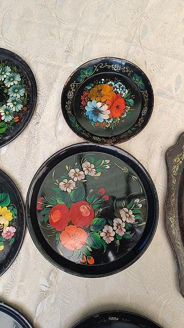 ваза стеклянная: Старинные подносы Жостовская ручная роспись отличный декор в хорошем — 4