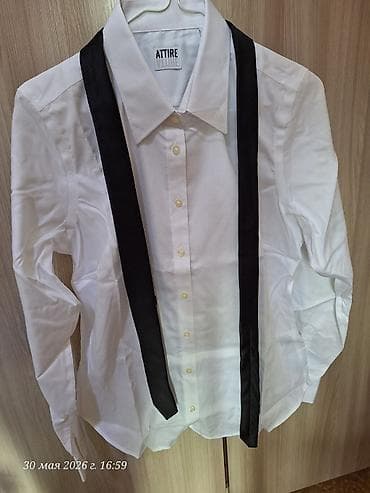 белый рубашки: Классическая белая рубашка женская ATTIRE 2 штуки + узкий чёрный — 1