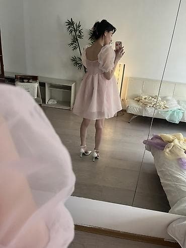 пышные детские платья: Платье мини из полупрозрачного органзи в стиле babydoll. - Цвет — 3