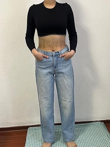 нижнее белье сексуальные: Черный укороченный топ BeTrendy с длинными рукавами и круглым вырезом — 2