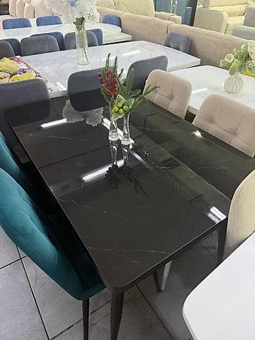 кухонный сервант: Обеденные столы столешницей под мрамор - Столешницы: крупноформатная — 5