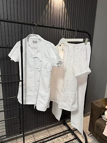 строительная одежда: Медицинский костюм унисекс, белый Размер S s - Комплект: верх с — 2