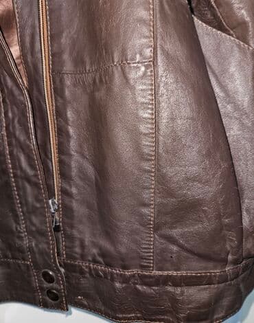 Киреге берилүүчү кийимдер: Кожаная куртка. Женская. Винтаж. Б/У. 50-52 размер. темно коричневая — 2
